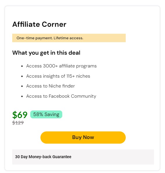 Affiliate Corner Lifetime Deal