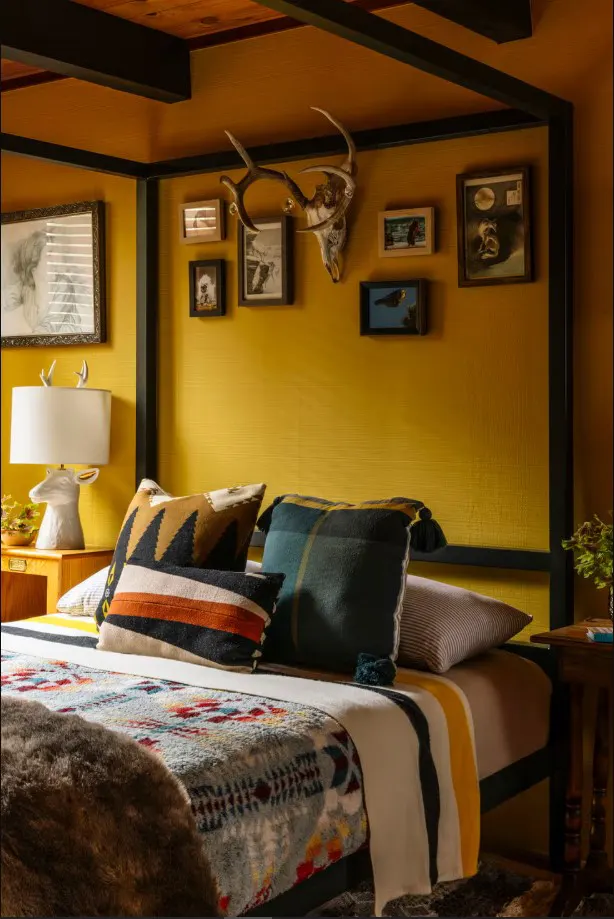 Cozy small bedroom nook with sloped ceiling