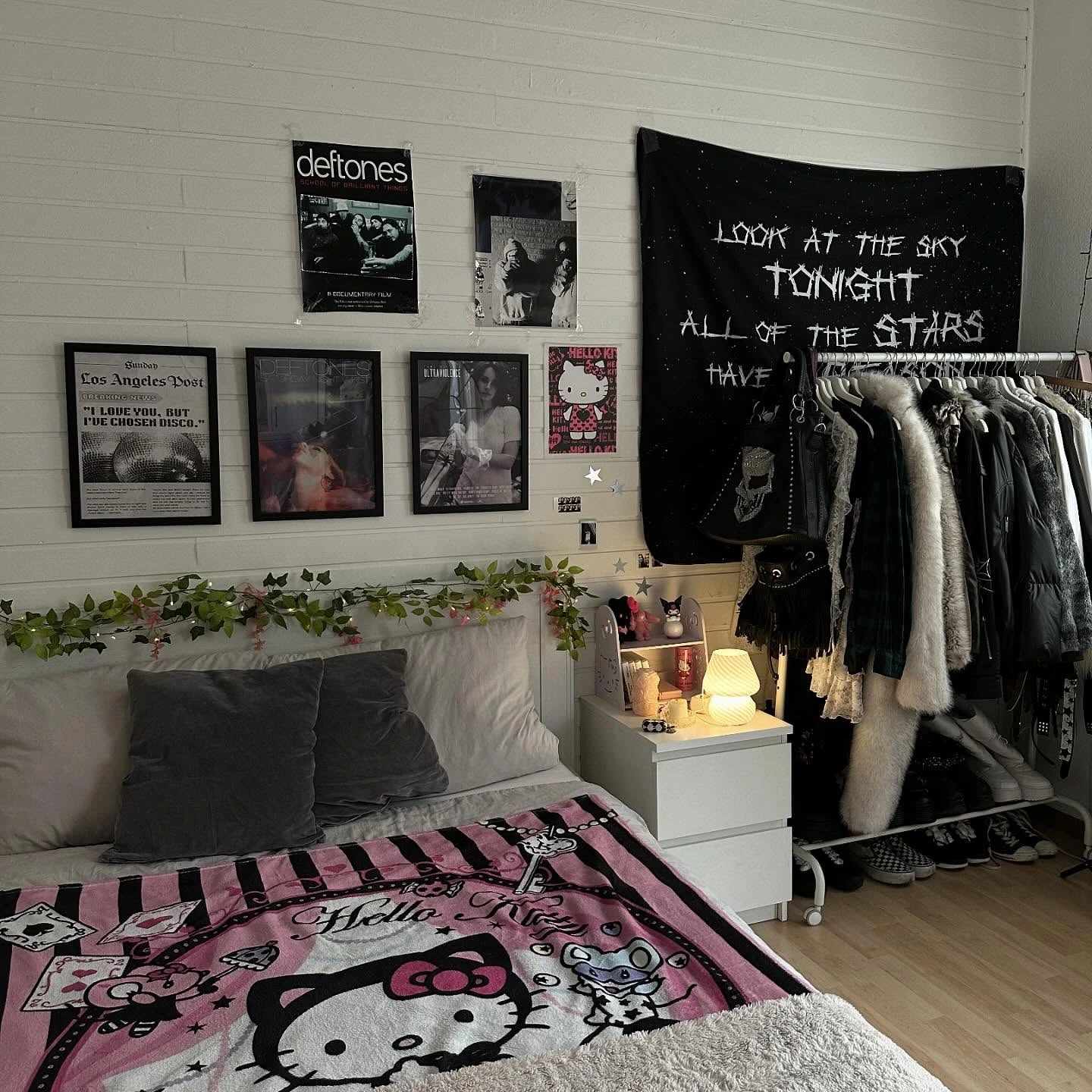Emo bedroom ideas teen girls monochrome mystical tapestry.