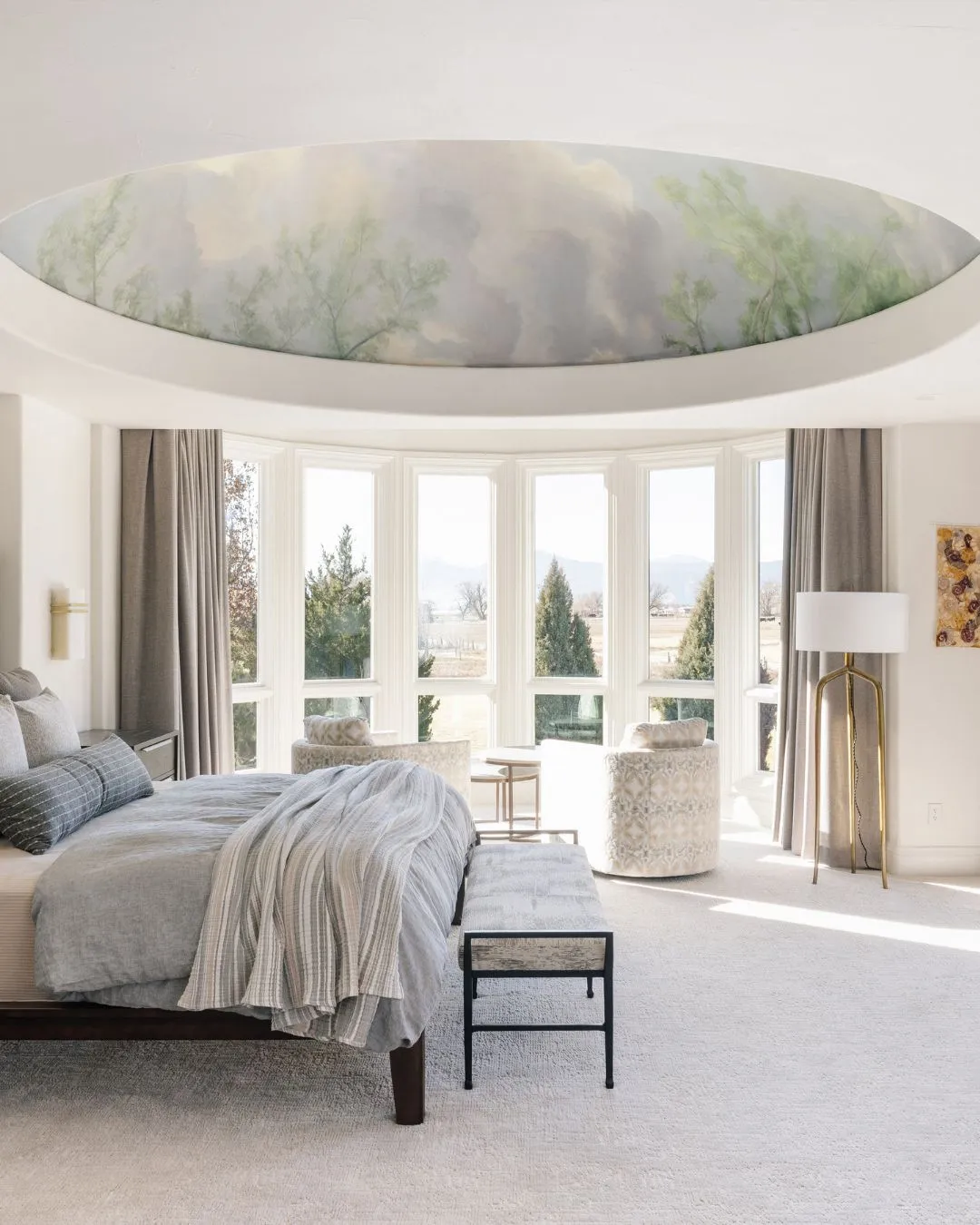 Modern Bedroom Ideas - Sky-High Views ceiling mural