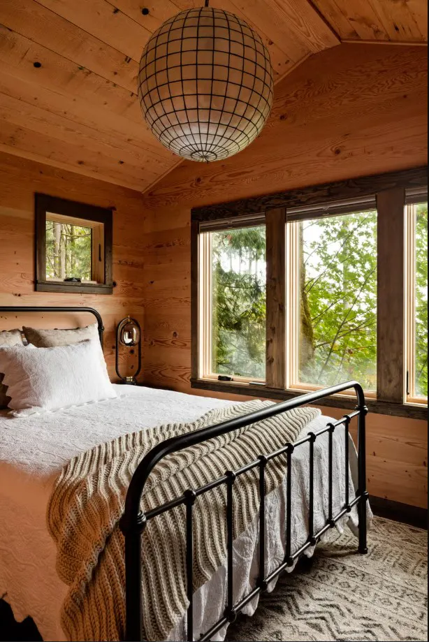 Rustic wood aesthetic small bedroom