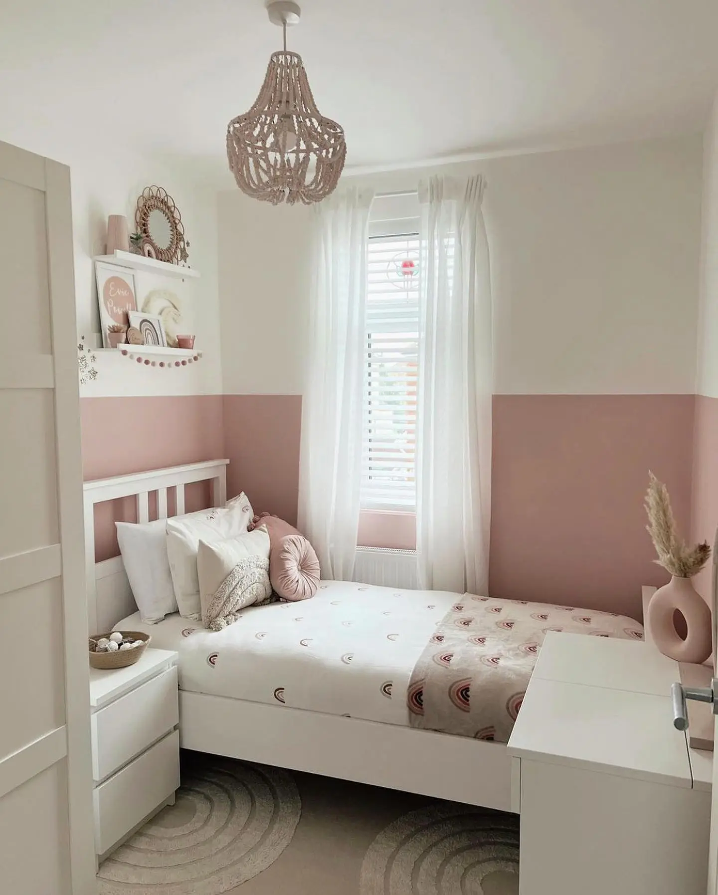 Bedroom with two-tone pastel walls
