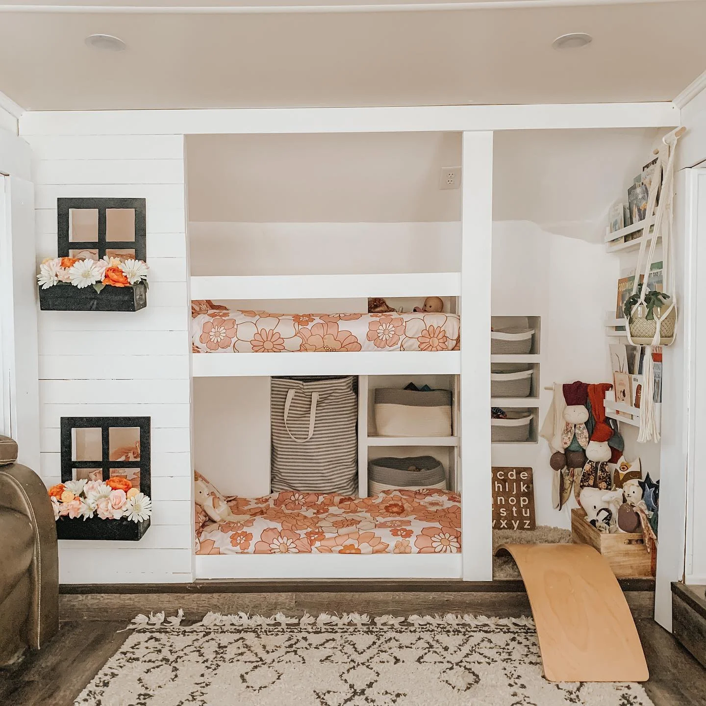 Playhouse style built-in bunk beds