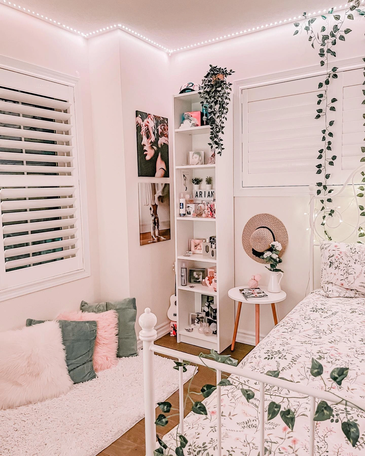 Dreamy bedroom with faux ivy vines
