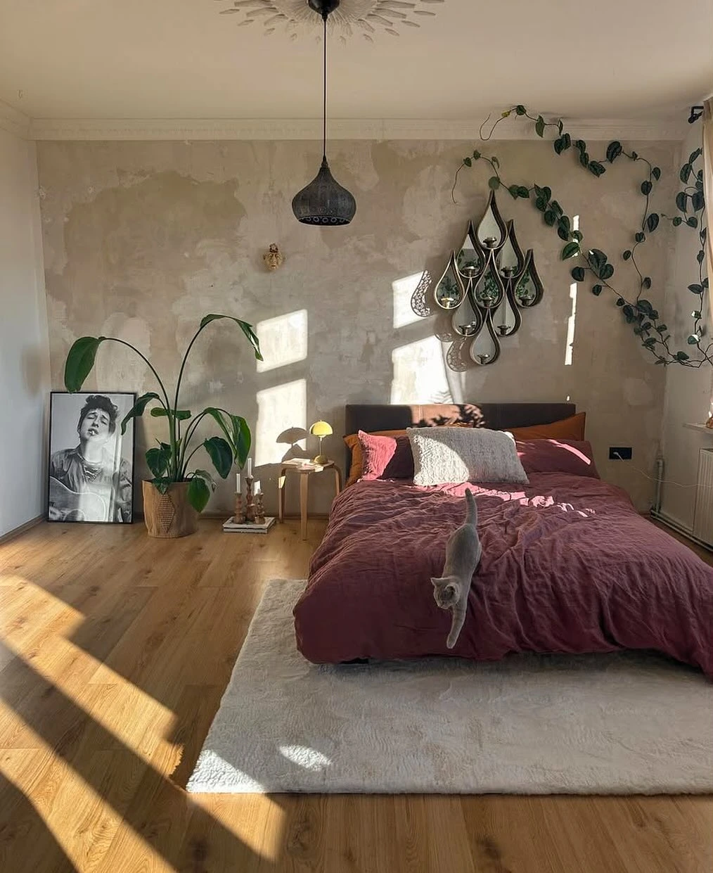 Boho Bedroom Ideas for Teens: A rustic room with a distressed wall.