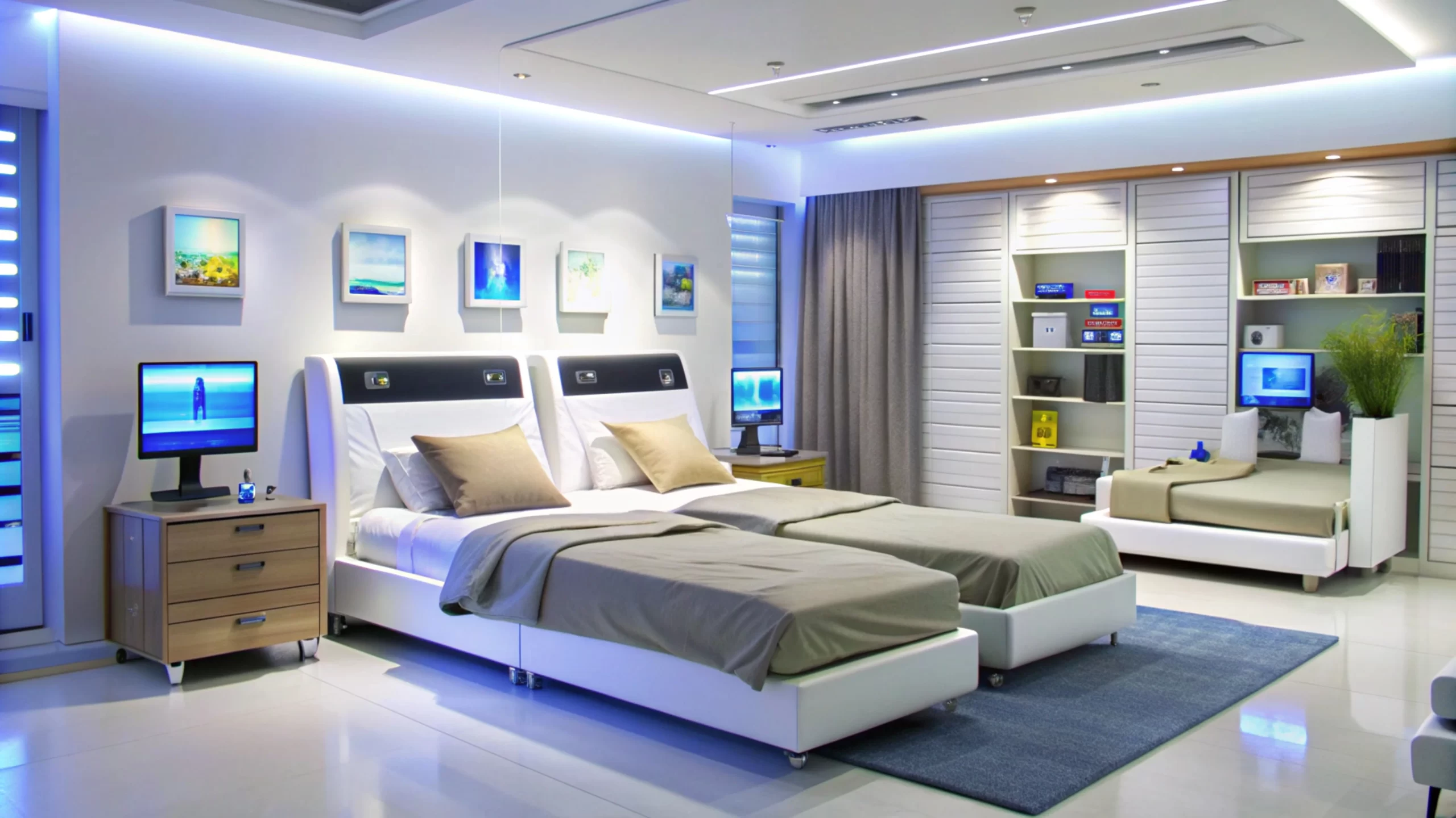 Cool & Calm Twin Retreat Shared Modern Bloxburg Bedroom