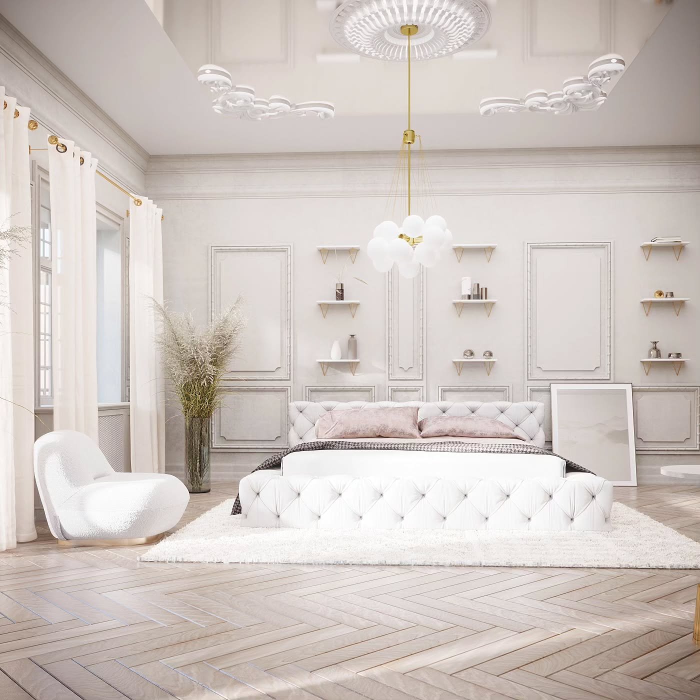 Modern white bedroom