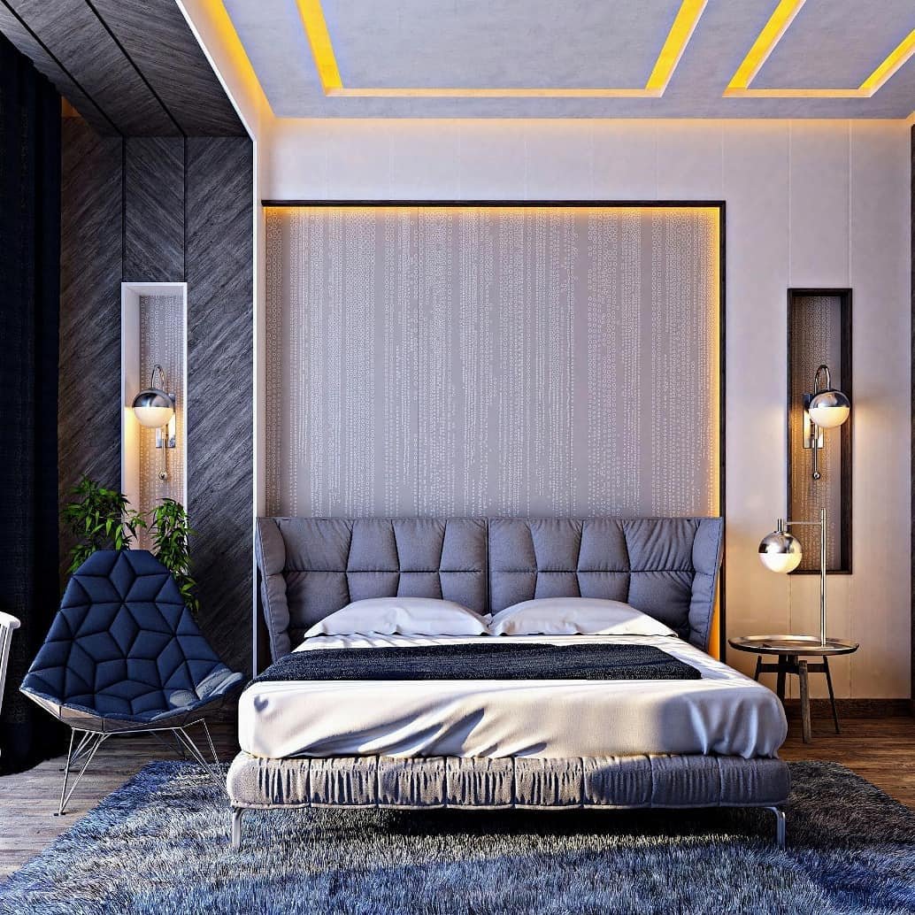 Geometric lighting bedroom