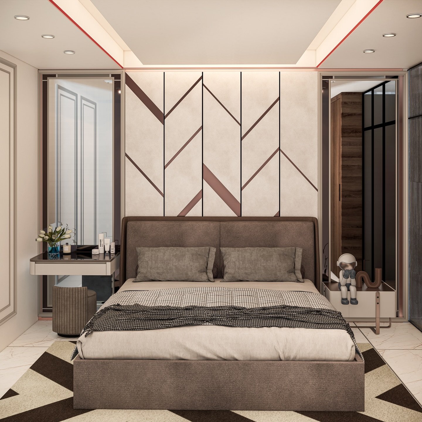 Geometric wall bedroom