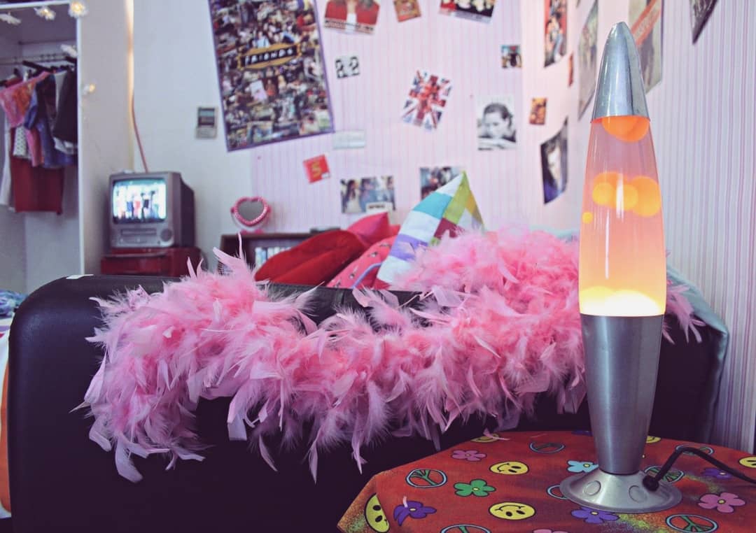 Lava lamp on a nightstand  