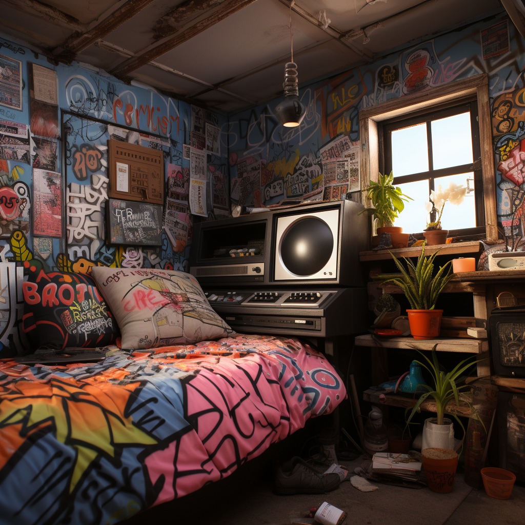 Grunge graffiti art bedroom  