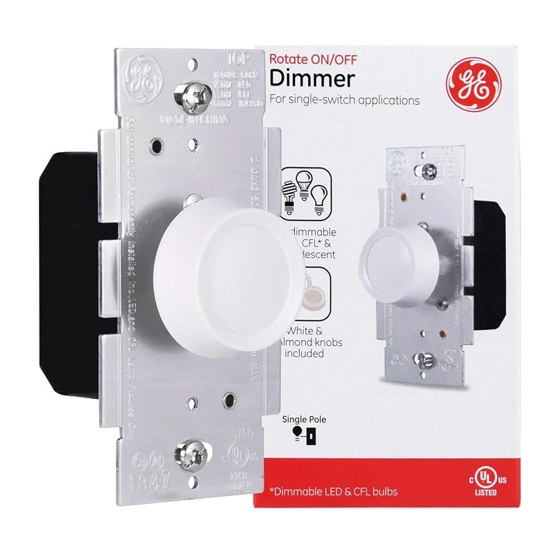 10 Best Dimmer Switch for LED Lighting: Buyer's Guide 7 GE Single Pole Rotating Dimmer Switch for LED and CFL Bulbs with Two Knob Colors Included