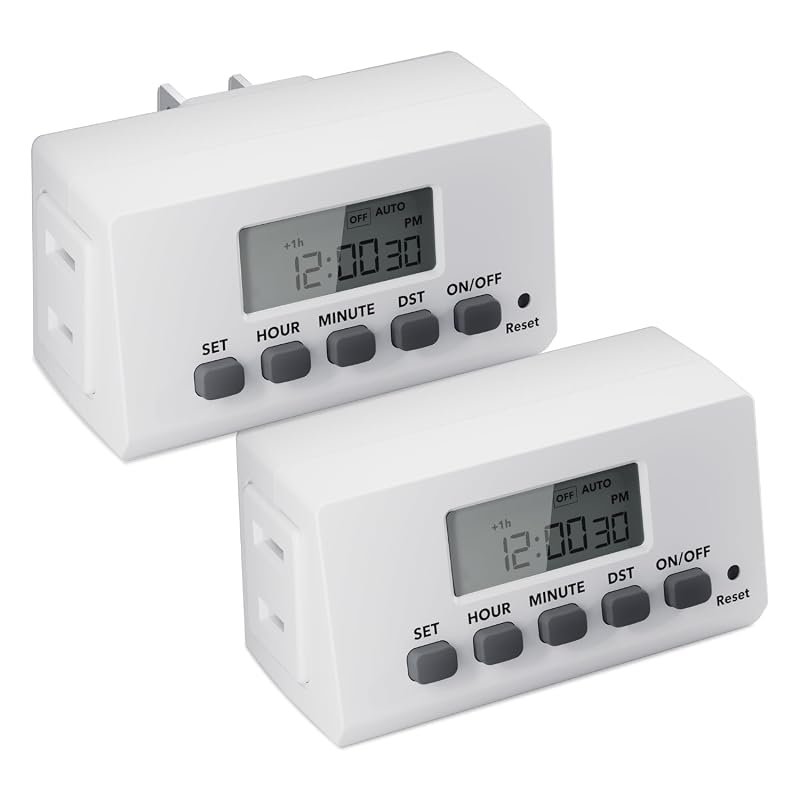 10 Best Timers for Indoor Lights Worth Buying: Top Picks 9 BN-LINK Indoor 24H Programmable Digital Timer Outlet, Slim Design, 1 Outlet, 2-Pack