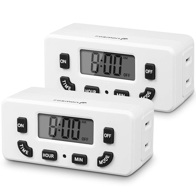 10 Best Timers for Indoor Lights Worth Buying: Top Picks 10 Fosmon 24-Hour Programmable Digital Timer Outlet, Mini Design, LCD Display, 2-Pack for Convenience