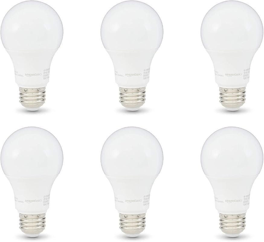 10 What Are the Best Energy Efficient Light Bulbs to Buy 6 Amazon Basics A19 LED Light Bulbs, 60 Watt Equivalent, Soft White 2700K, Dimmable, 10,000 Hour Lifetime