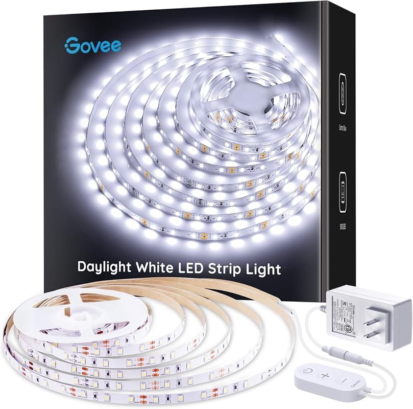 10 Best LED Strip Lights for Ceiling Worth Buying: Top Picks 8 Govee 16.4ft Cool White LED Strip Lights, 6500K with Dimmable Control Box