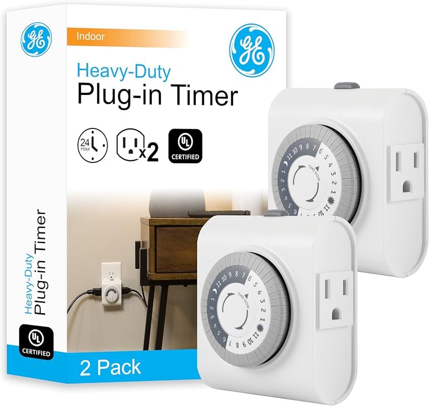 10 Best Timers for Indoor Lights Worth Buying: Top Picks 5 GE 24-Hour Plug-in Mechanical Timer Outlet, 2 Grounded Outlets for Easy Home Automation
