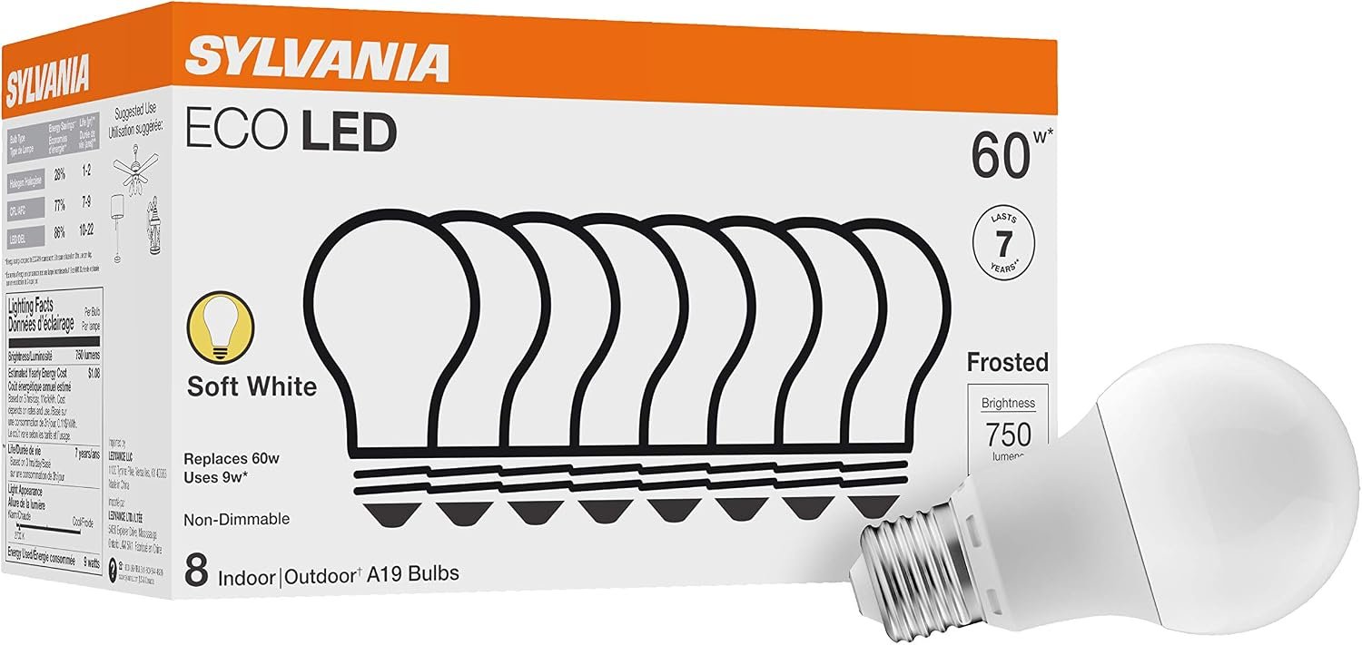7 Best Brand LED Light Bulbs: Features & Buyer's Guide 5 Sylvania ECO LED Light Bulb, A19 60W Equivalent, 750 Lumens, Soft White 2700K - 8 Pack