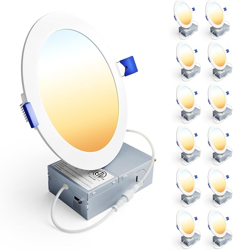 9 Best Dimmable LED Ceiling Lights Worth Buying: Top Picks 5 Ensenior 12-Pack 6-Inch LED Recessed Ceiling Lights, 5 Color Temperature Options, 1200LM