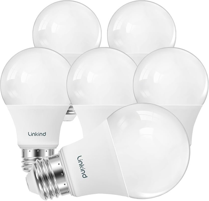 10 Best Light Bulbs for Dining Room: Buyer's Guide 9 Linkind A19 LED Light Bulbs, Dimmable 60W Equivalent, Energy Efficient 9W, 800 Lumens, 6 Pack