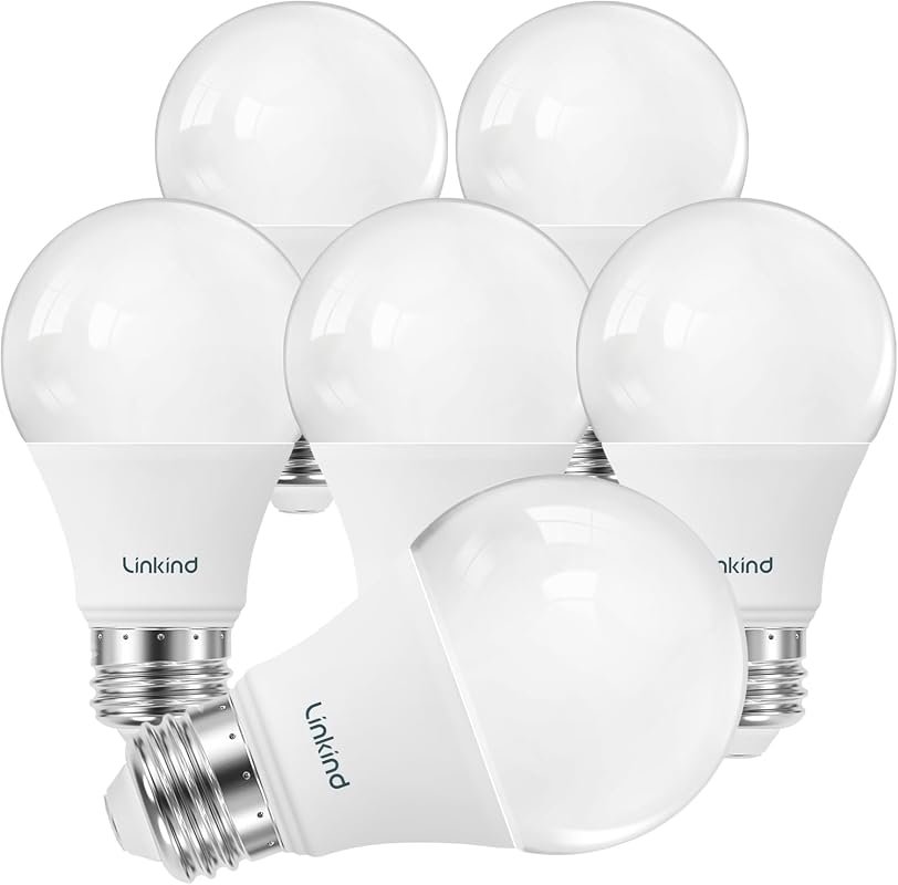 10 Best Light Bulbs for Bedroom: Buyer's Guide & Top Picks 6 Linkind A19 LED Light Bulbs, 60 Watt Equivalent, Soft White 2700K, Energy Efficient 6 Pack