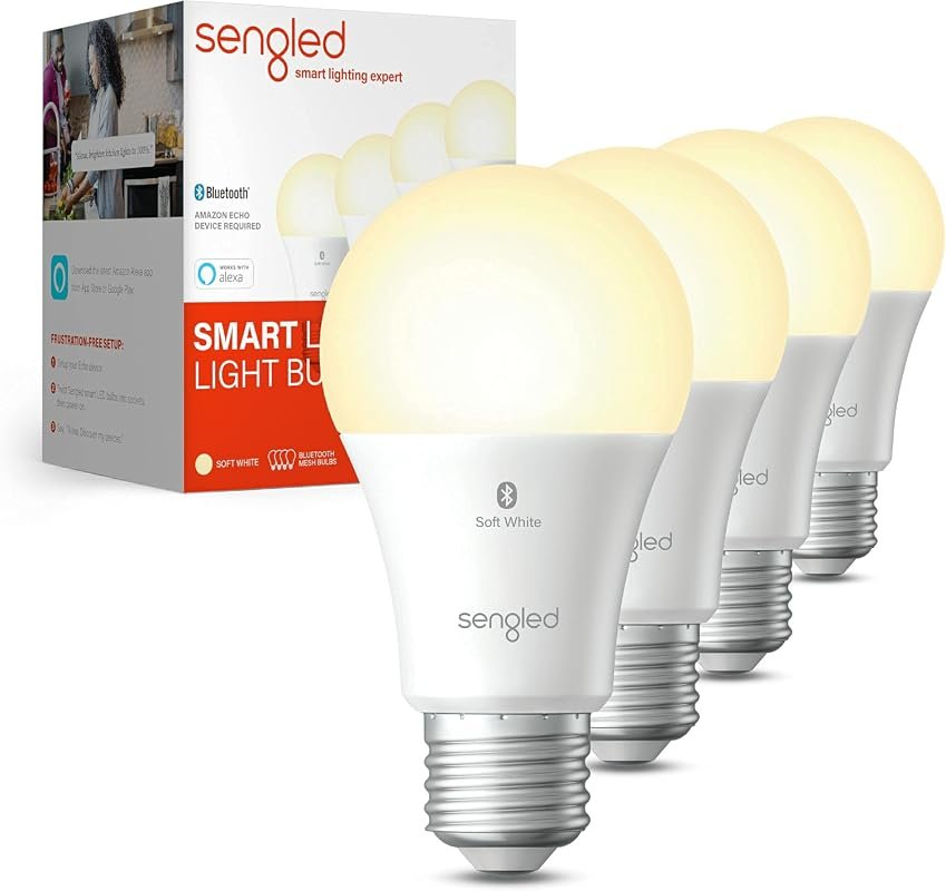 10 Best Smart Bulbs That Work with Alexa: Buyer's Guide 7 Sengled Smart Light Bulbs, 60W Equivalent, Auto Pairing with Alexa, Bluetooth Mesh, 800 Lumens, 4 Pack