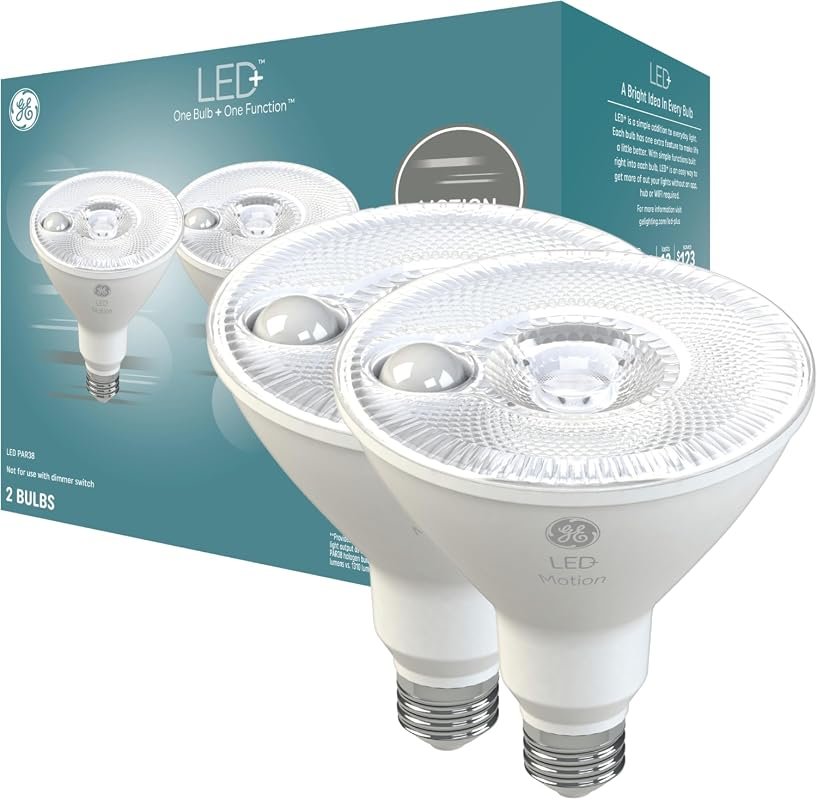 10 Best Motion Sensor Lights Outdoor: Buyer's Guide 11 GE LED+ Motion Sensor LED Light Bulbs, 15W PAR38 Outdoor Security Floodlight, Warm White, 2 Pack