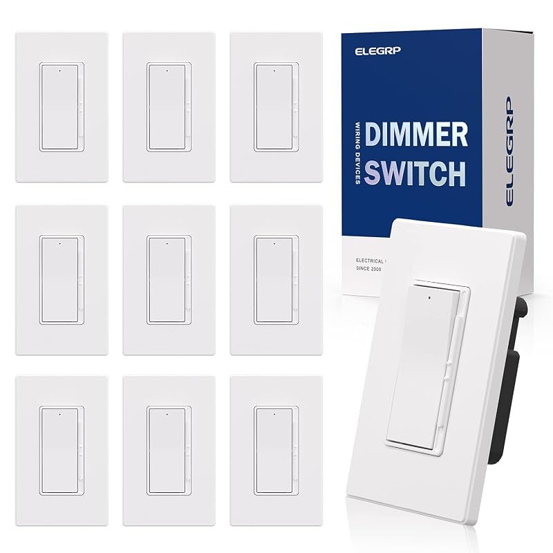 10 Best Dimmer Switches for LED Lights Worth Buying 10 ELEGRP Dimmer Light Switch for 300W LED/CFL and 600W Incandescent, Includes Wall Plate, 10 Pack