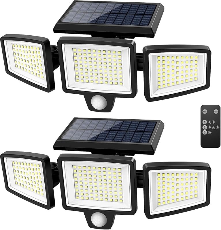 10 Best Motion Detector Flood Lights: Buyer's Guide 6 Tuffenough Solar Security Lights, 2500LM 210 LED, 3-Head with Remote Control, IP65 Waterproof