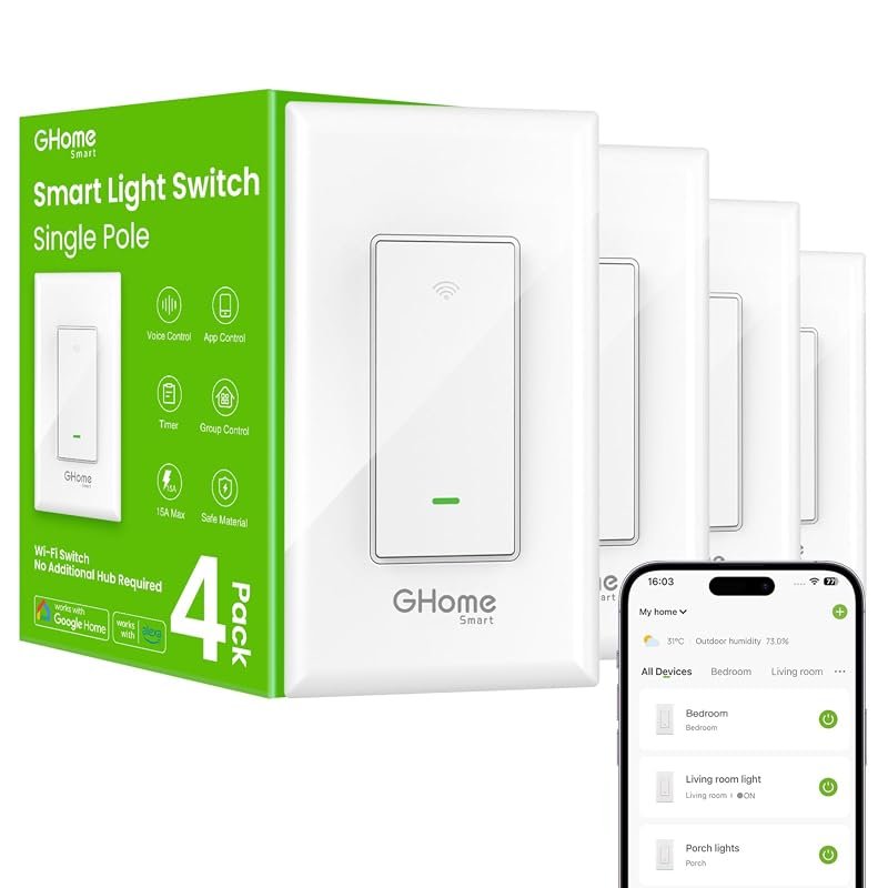 10 Best Smart Switch for Home Assistant Worth Buying 10 GHome Smart WiFi Light Switches, Single Pole, Works with Alexa, 4 Pack, Reliable and Convenient Control
