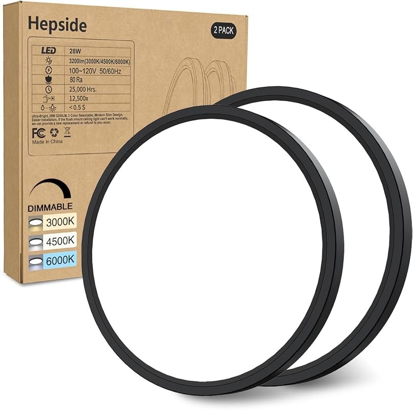 9 Best Dimmable LED Ceiling Lights Worth Buying: Top Picks 9 Hepside 2-Pack 12-Inch Dimmable LED Ceiling Lights, 28W, 3200LM, Adjustable Color Temperatures