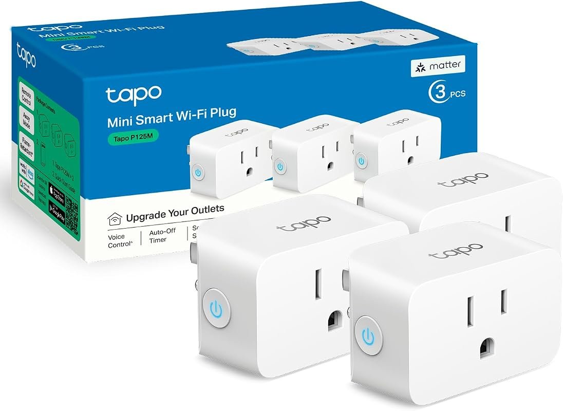 Best Smart Home Assistant Devices for Seamless Living and Setup 4 TP-Link Tapo Mini Smart Plug P125M, 15A Capacity, Easy Setup, Compatible with Apple Home and Alexa, 3-Pack
