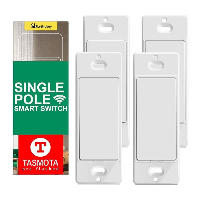 10 Best Smart Switch for Home Assistant Worth Buying 3 TASMOTA Smart Light Switch by Martin Jerry, Wi-Fi Enabled, Compact Design, Home Assistant Compatible, 4 Pack