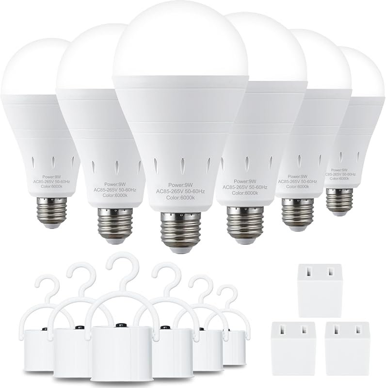 10 Best Rechargeable Light Bulbs for Lamps Compared 5 DEBAOBULB 6 Pack Rechargeable Emergency Light Bulbs - 6000K Daylight, 1200mAh for Home Power Outages