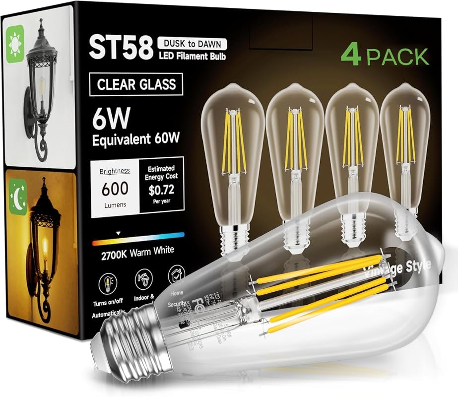 10 Best Light Bulb for Front Porch: Features & Buyer's Guide 10 Dusk to Dawn Light Bulb, Soft White 2700K, 6W Equivalent to 60W for Outdoor Lighting