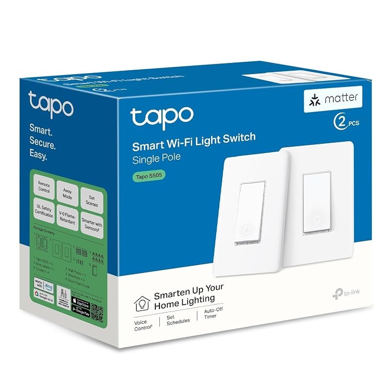 10 Best Smart Switch for Home Assistant Worth Buying 4 TP-Link Tapo Smart Light Switch S505, Voice Control with Siri, Alexa & Google, Easy Installation, UL Certified, 2-Pack