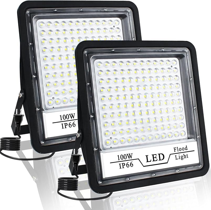10 Best Flood Lights for Backyard: Buyer's Guide & Top Picks 10 CREATESTAR 2 Pack 100W LED Flood Lights - 10,000LM, IP66 Waterproof for Patio and Stadium Use