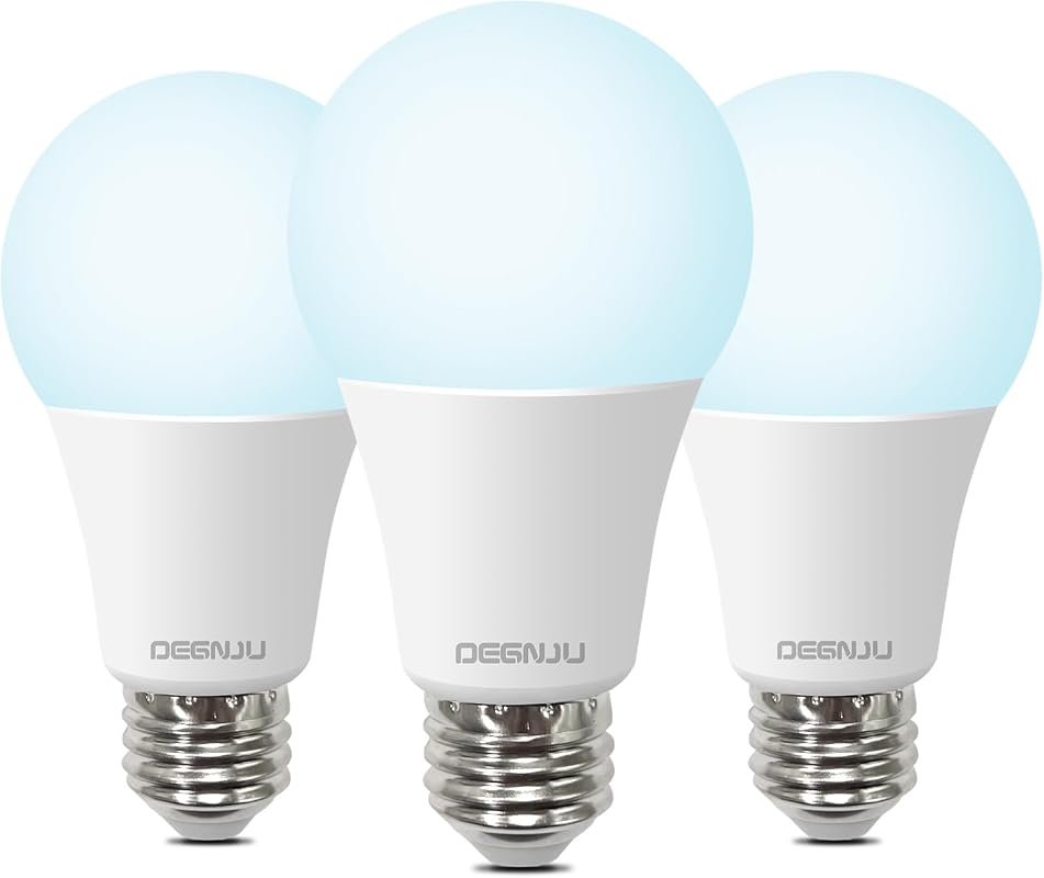 6 Best Light Bulbs for Home Office Worth Buying: Top Picks 6 DEGNJU 3 Pack A19 LED Light Bulbs, 100W Equivalent, 1500 Lumens, Daylight White 5000K, E26 Base