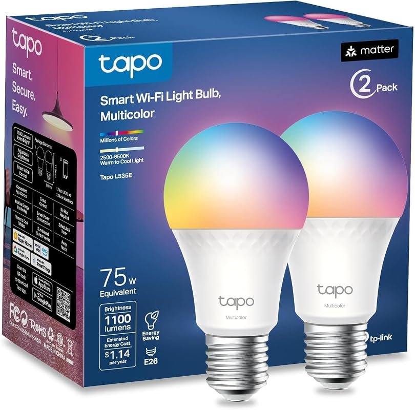 10 Best Smart Lights for Google Home: Buyer's Guide 9 Tapo Multicolor Dimmable Smart Light Bulbs, 1100LM, A19 E26, Perfect for Any Room