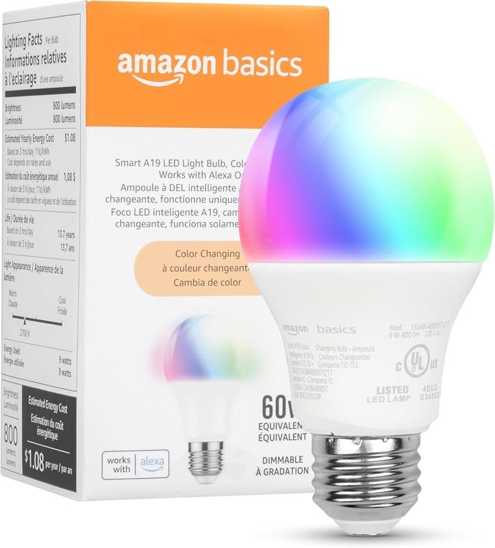 10 Best Smart Bulbs That Work with Alexa: Buyer's Guide 11 Amazon Basics Smart A19 LED Light Bulb, Color Changing, 800 Lumens, Works with Alexa, Energy Efficient