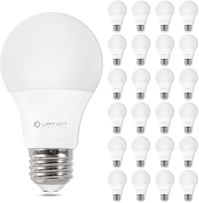 10 Best Place to Buy Light Bulbs Compared 7 24 Pack A19 60 Watt LED Light Bulbs, 5000K Daylight Bright White for Home and Office Use
