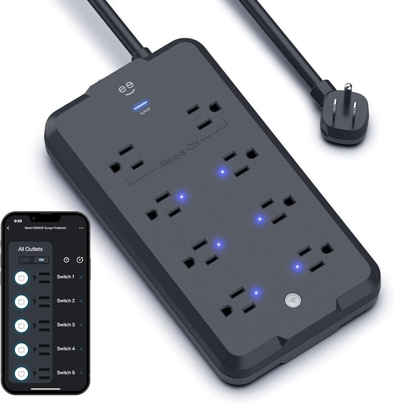10 Best Energy Saving Power Strips Worth Buying: Top Picks 9 Geeni Surge Ultra Smart 8-Outlet Protector, 6 ft Cord, No Hub Required for Easy Connection