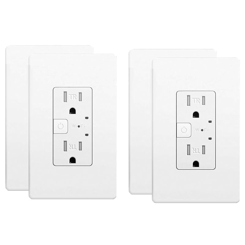 10 Best in Wall Smart Outlet: Top Picks & Buyer's Guide 8 Matter Smart in-Wall Outlet: Compatible with Apple, Google Home, and Alexa, 4-Pack, 15A