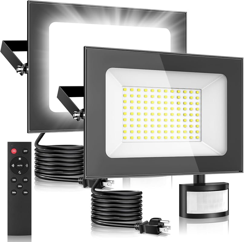 10 Best Outdoor Plug in Motion Sensor Lights: Buyer's Guide 5 Sararoom 2-Pack 100W LED Motion Sensor Flood Lights, 10000LM, Waterproof for Outdoor Use