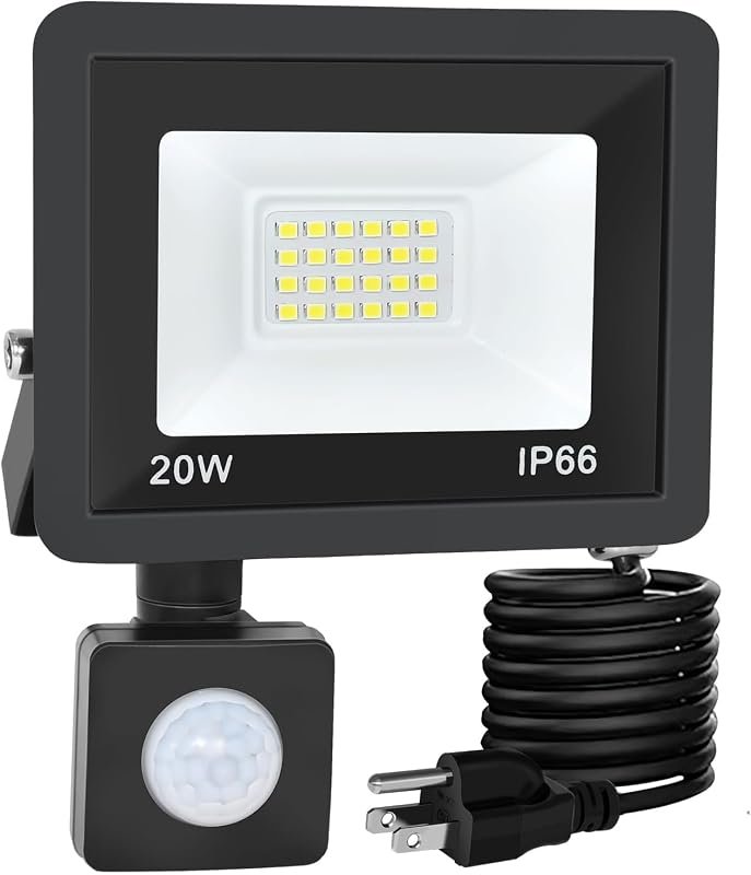 10 Best Outdoor Plug in Motion Sensor Lights: Buyer's Guide 7 Outdoor Motion Sensor Flood Light with 4.9ft Cord, IP66 Waterproof, Super Bright Security Lighting