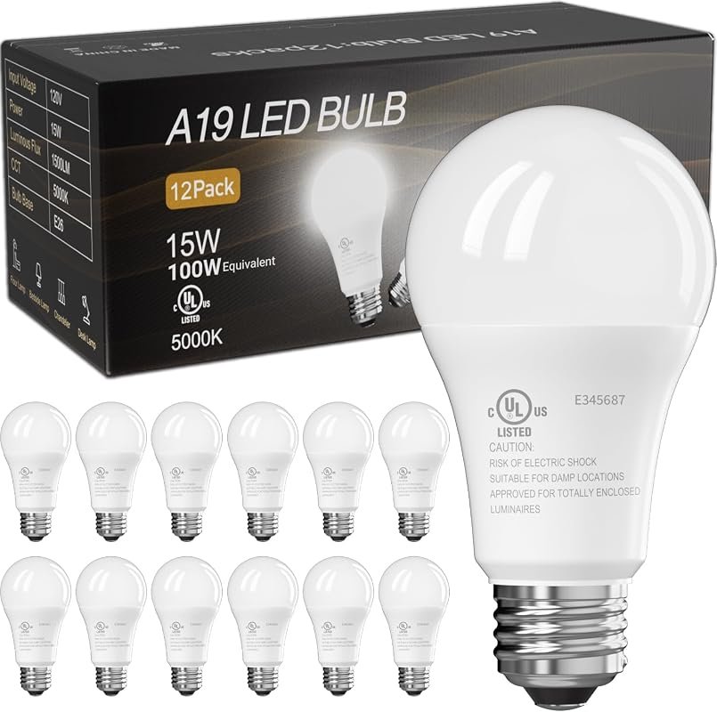 10 Best LED Bulbs for Home: Top Picks & Buyer's Guide 8 TJOY 12 Pack LED Light Bulbs, 100 Watt Equivalent A19, Daylight White for Home Lighting