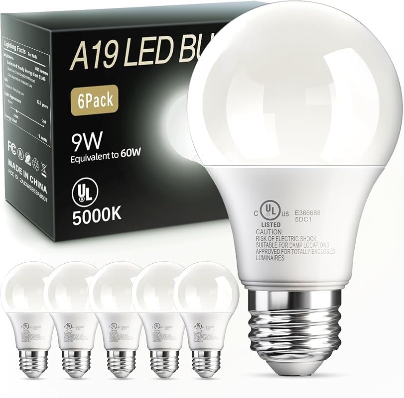 10 Best Place to Buy Light Bulbs Compared 6 TJOY LED Light Bulbs, Daylight 5000K, 60 Watt Equivalent, E26 Standard Base, Energy Efficient Design