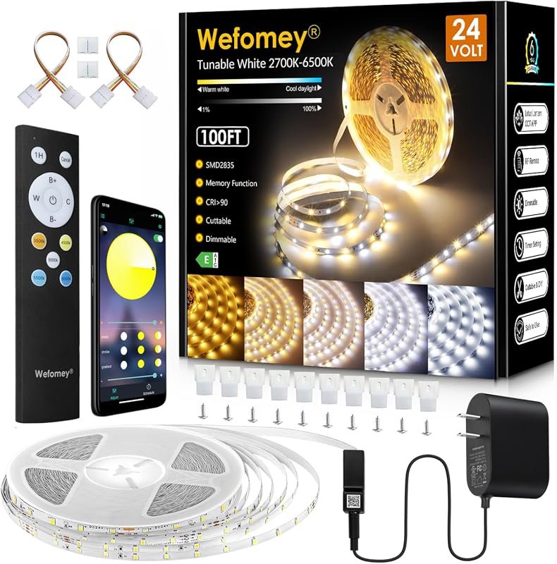 10 Best LED Strip Lights for Ceiling Worth Buying: Top Picks 11 100ft Dimmable White LED Strip Lights, Tunable 2700K-6500K for Versatile Brightness