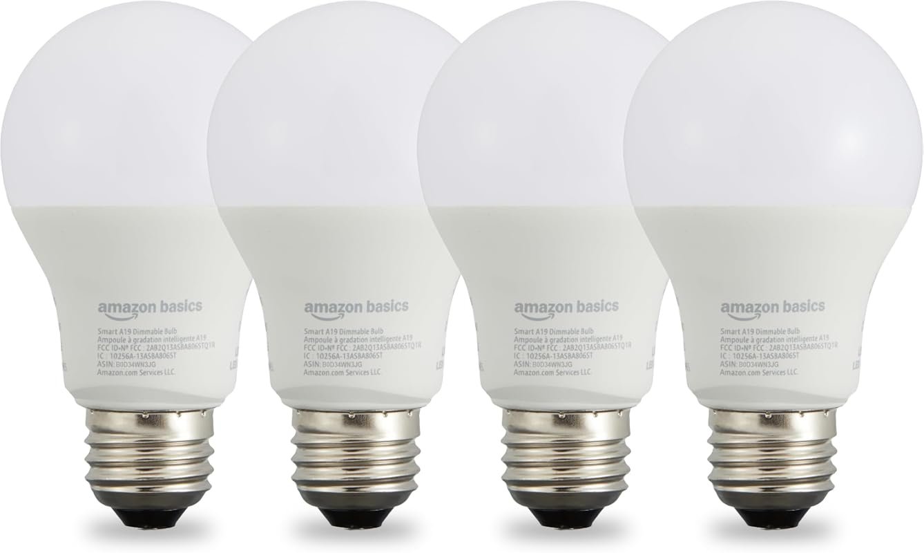 10 Best Smart Light Bulbs for Alexa: Buyer's Guide 5 Amazon Basics Dimmable Soft White A19 LED Bulb, 9W, 800LM, Energy Efficient, Works with Alexa