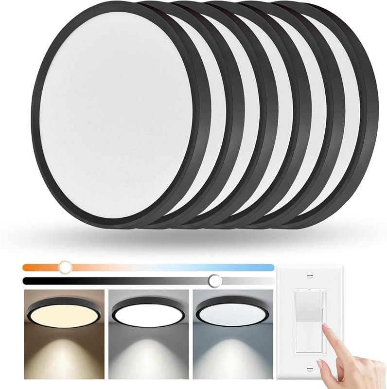 9 Best Dimmable LED Ceiling Lights Worth Buying: Top Picks 8 6-Pack 12-Inch Hardwired Dimmable LED Ceiling Lights, 24W, 2640LM, Adjustable Color Temperatures